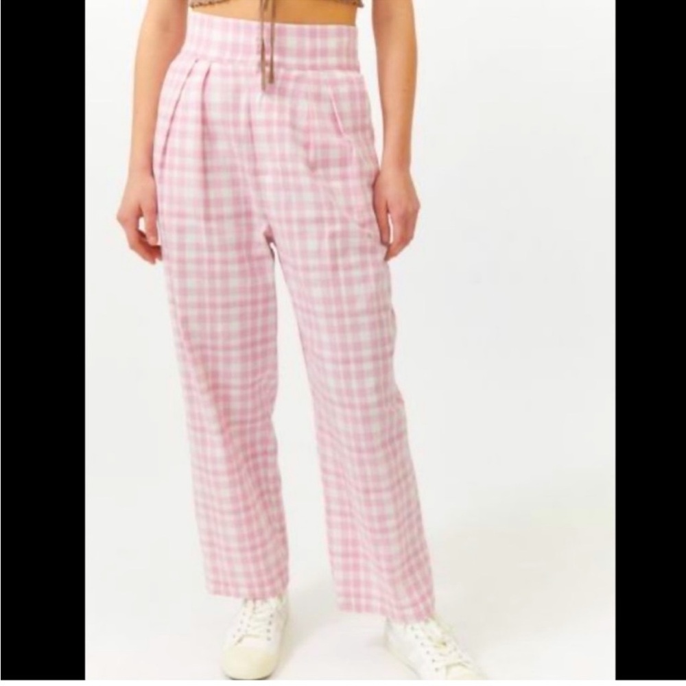 Women’s pink gingham / plaid pants urban outfitters